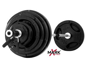 X Mark Fitness 300 lb Premium Rubber Coated Olympic Weight Set Includes Bar (XM-3807)