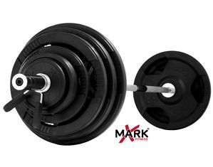 X Mark Fitness 300 lb Rubber Coated Olympic Weight Set Includes Bar (XM-3807)
