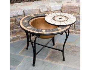Alfresco Home Compass 48 In. Round Fire Pit and Cooler with Umbrella Hole