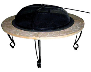 Fire Sense Cast Iron Rim Faux Stone Fire Pit - Fast FREE FedEx Shipping!