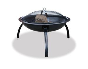 Blue Rhino 24 Inch Wide Black Outdoor Firebowl with Folding Legs and Carrying Case