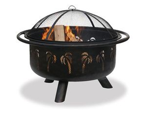 Blue Rhino 32 Inch Wide Oil Rubbed Bronze Firebowl with Palm Tree Design
