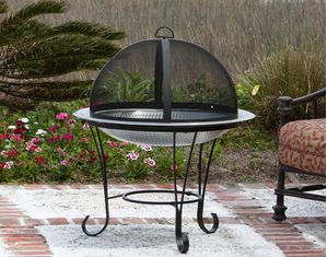 Fire Sense Cast Iron Rim Stone Finish Fire Pit Outdoor Fireplace