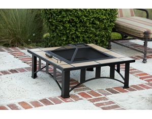 Fire Sense Tuscan Tile Mission Style Square Fire Pit Outdoor Fireplace