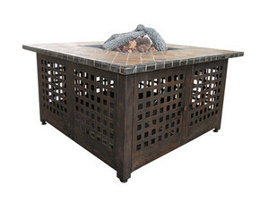 UniFlame LP Gas Outdoor Firebowl with Slate Mantel