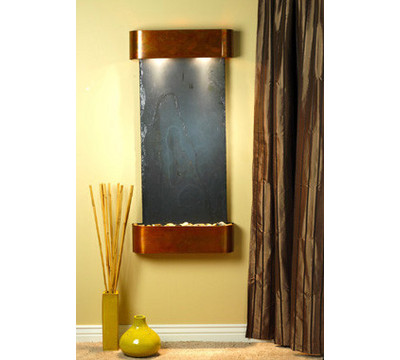 Round Rustic Copper Metal with Black Stone