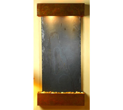 Square Rustic Copper Metal with Black Stone