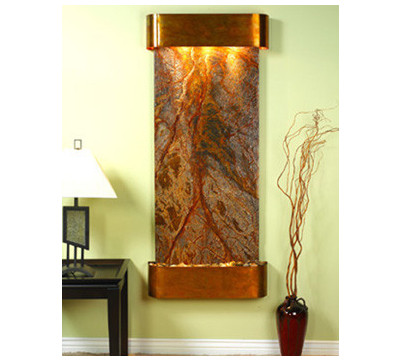 Round Rustic Copper Metal with Brown Marble Stone