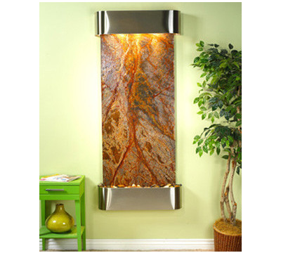 Round Stainless Steel Metal with Brown Marble Stone