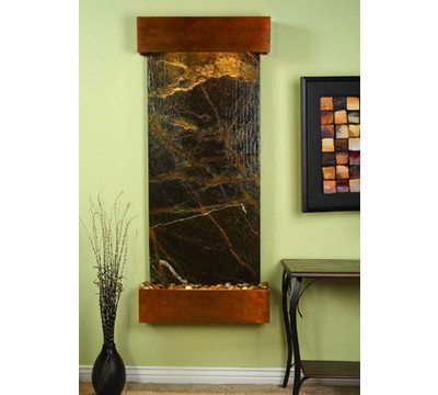 Square Rustic Copper Metal with Green Marble Stone