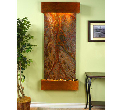 Square Rustic Copper Metal with Brown Marble Stone