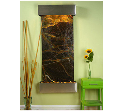 Square Stainless Steel Metal with Green Marble Stone