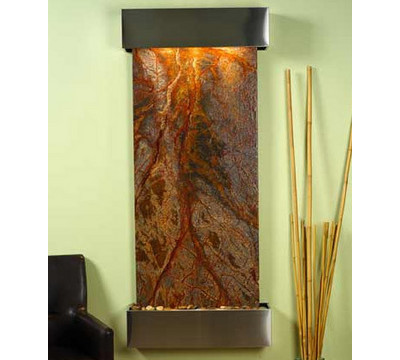 Square Stainless Steel Metal with Brown Marble Stone