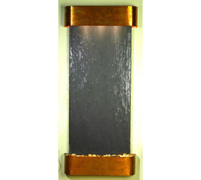 Round Rustic Copper Metal with Black Stone