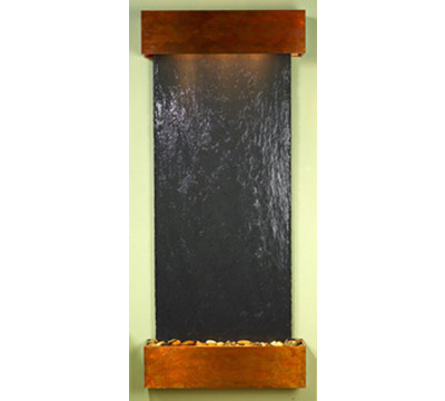 Square Rustic Copper Metal with Black Stone
