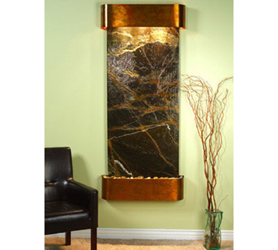 Round Rustic Copper Metal with Green Marble Stone
