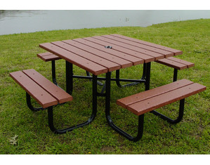 EPS 4 ft Square Picnic Table with Umbrella Hole - FREE Inside Delivery!