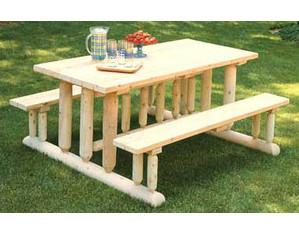 Rustic Natural Cedar Furniture Park Style Picnic Table