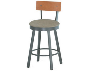 Amisco Lauren Swivel Stool with Wood Backrest (40293)