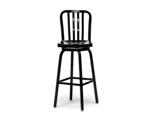 Baxton Studio Aluminum Cafe Swivel Bar Stool with Gloss Finish