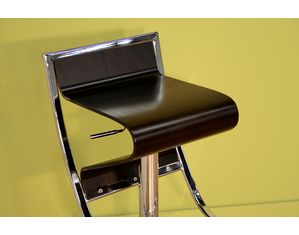 Baxton Studio Brown Composite Wood and Chromed Steel Barstool