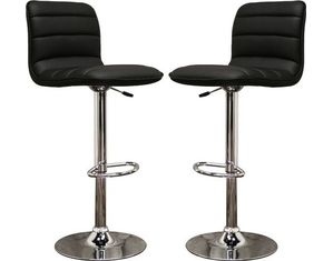 Lyris Black Faux Leather Modern Bar Stool - Set of 2