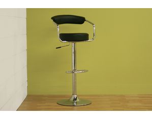 Baxton Studio Black Vinyl and Chromed Steel Adjustable Bar Stools - Set of 2 (BR0022BK)