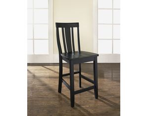 Crosley Furniture Shield Back Bar Stool in Black Finish with 24 Inch Seat Height - Set of 2 (CF500124-BK)