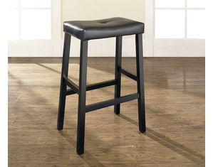 Crosley Furniture Upholstered Saddle Seat Bar Stool in Black Finish with 29 Inch Seat Height - Set of 2 (CF500229-BK)