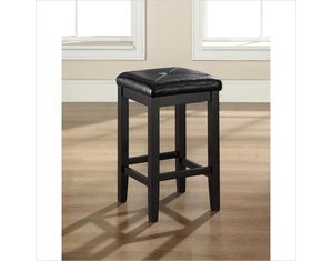 Crosley Furniture Upholstered Square Seat Bar Stool in Black Finish with 29 Inch Seat Height-Set of 2