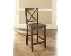 Crosley Furniture X-Back Bar Stool in Vintage Mahogany Finish with 24 Inch Seat Height - Set of 2 (CF500424-MA)