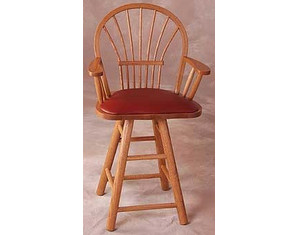 Holland Hardwoods Commercial Oak High Back Stool with Arms - Fast FREE FedEx Shipping!