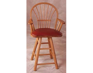 Holland Hardwoods Promotional Oak High Back Stool with Arms - Fast FREE FedEx Shipping!