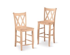 International Concepts Unfinished Double X Back Stool