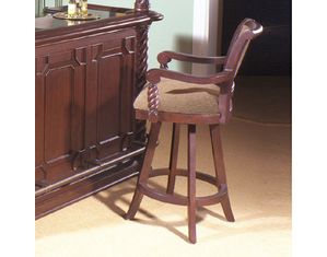 Powell Tuscan Dark Mahogany Pub Swivel Bar Stool