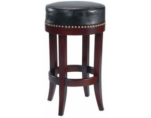Selamat Designs Mahogany and Black Leather Barstool (F165)