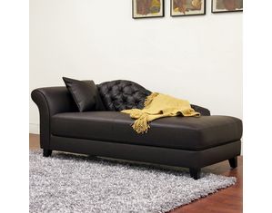 Baxton Studio Josephine Brown Leather Victorian Modern Chaise Lounge