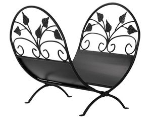 UniFlame GRAPHITE FINIISH LOG HOLDER W/ LEAVES Log Rack