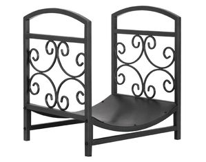 UniFlame GRAPHITE FINISH LOG HOLDER W/ SCROLLWORK Log Rack