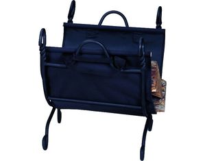 UniFlame HAMMERED CROCK BLACK LOG HOLDER WITH CANVAS CARRIER Log Rack