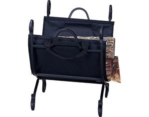 UniFlame RING SWIRL BLACK LOG RACK WITH CANVAS CARRIER Log Rack