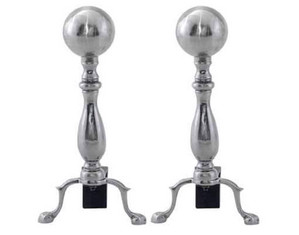 UniFlame Solid Brass Medium Ball Andiron - Fast FREE FedEx Shipping!