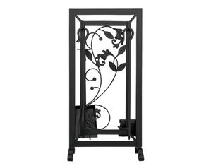 UniFlame 5 PC BLACK FIRESET WITH FLOWING LEAF DESIGN