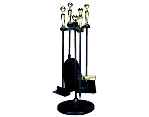 UniFlame 5 PC. POLISHED BRASS /BLACK STOVESET