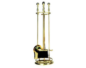UniFlame 30.5 inch 5 Pieces Solid Brass Fireset with Ball Handles - Fast FREE FedEx Shipping!