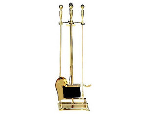 UniFlame 30 inch 5 Pieces Solid Brass Fireset with Ball Handles - Fast FREE FedEx Shipping!