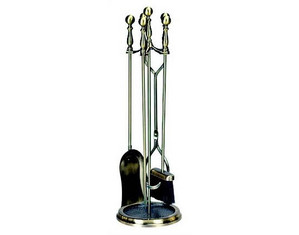 UniFlame 31 inch 5 Pieces Antique Brass Fireset - Fast FREE FedEx Shipping!