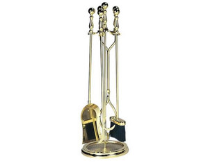 UniFlame 31 inch 5 Pieces Polished Brass Fireset (NO ETA) - Fast FREE FedEx Shipping!