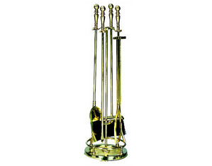UniFlame 32 inch 5 Pieces Solid Brass Fireset with Ball Handles - Fast FREE FedEx Shipping!