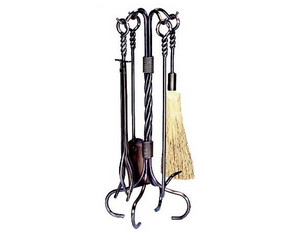 UniFlame 5 Pieces Antique Copper Wrought Iron Fireset
